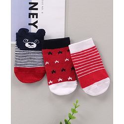 Cute Walk by Babyhug Cotton Knit Regular Length Antibacterial Socks Multi Design Pack Of 3 - Multicolour