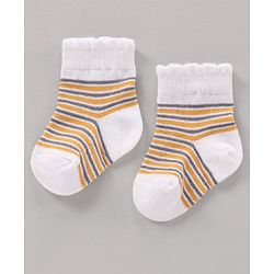 Cute Walk by Babyhug Cotton Knit Regular Length Antibacterial Socks Design Pack Of 3 - Multicolour