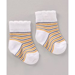 Cute Walk by Babyhug Cotton Knit Regular Length Antibacterial Socks Design Pack Of 3 - Multicolour