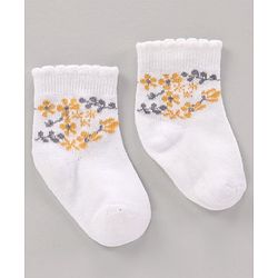 Cute Walk by Babyhug Cotton Knit Regular Length Antibacterial Socks Design Pack Of 3 - Multicolour