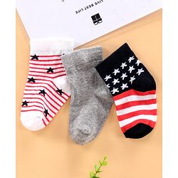 Cute Walk by Babyhug Ankle Length Antibacterial Cotton Socks Pack Of 3 - Multicolour