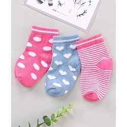 Cutewalk By Babyhug Anti Bacterial Ankle Length Socks Multi Design Pack Of 3 - Multicolour