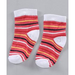 Cute Walk by Babyhug Cotton Knit Ankle Length Antibacterial Socks Multi Design Pack Of 3 - Multicolour