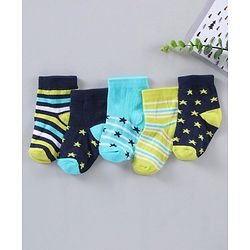 Cute Walk by Babyhug Ankle Length Anti-Bacterial Socks Multi Pattern Pack Of 5 - Multicolour