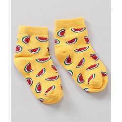 Cute Walk by Babyhug Anti Bacterial Ankle Length Socks Watermelon Print Set Of 7 - Multicolor