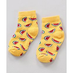Cute Walk by Babyhug Anti Bacterial Ankle Length Socks Watermelon Print Set Of 7 - Multicolor