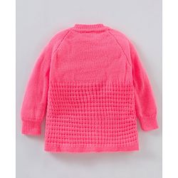 Babyhug Cotton Full Sleeves Solid Sweater Set - Dark Pink