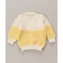 Babyhug Full Sleeves Cotton Sweater Set With Cap Stripes Design- Yellow