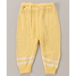 Babyhug Full Sleeves Cotton Sweater Set With Cap Stripes Design- Yellow
