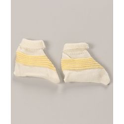 Babyhug Full Sleeves Cotton Sweater Set With Cap Stripes Design- Yellow