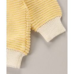 Babyhug Full Sleeves Cotton Sweater Set With Cap Stripes Design- Yellow