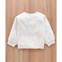 Babyhug Full Sleeves Embroidered Sweater- White