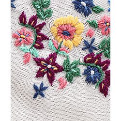 Babyhug Full Sleeves Embroidered Sweater- White