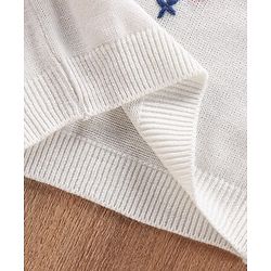 Babyhug Full Sleeves Embroidered Sweater- White