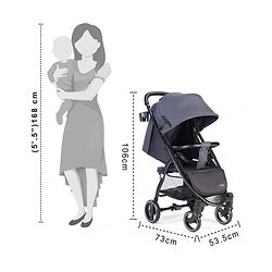 Babyhug Imperial Stroller With Foot Cover And Mosquito Net - Dark Grey
