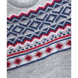 Babyhug Full Sleeves Sweater Set Fair Isle Design- Grey