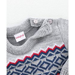 Babyhug Full Sleeves Sweater Set Fair Isle Design- Grey