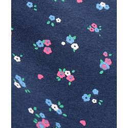 Babyhug Frill Sleeves Nighty Floral Print - Navy Blue