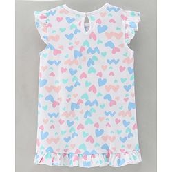 Babyhug Short Sleeves Nighty Heart Print - White