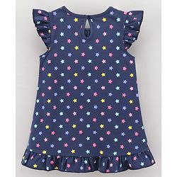 Babyhug Short Cap Sleeves Nighty Star Print - Blue