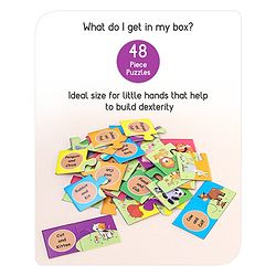 Babyhug 48 Pcs Colorful Match & Learn Animal Babies Puzzle| 24 Animal Mother Babies Combination Montessori Learning and Educational Puzzle for 2-4 Years Kids| Pre-School and Early Learning Gifting Toy| BIS Certified