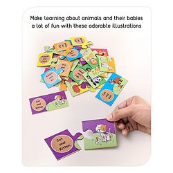 Babyhug 48 Pcs Colorful Match & Learn Animal Babies Puzzle| 24 Animal Mother Babies Combination Montessori Learning and Educational Puzzle for 2-4 Years Kids| Pre-School and Early Learning Gifting Toy| BIS Certified