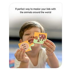 Babyhug 48 Pcs Colorful Match & Learn Animal Babies Puzzle| 24 Animal Mother Babies Combination Montessori Learning and Educational Puzzle for 2-4 Years Kids| Pre-School and Early Learning Gifting Toy| BIS Certified