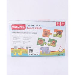 Babyhug 48 Pcs Colorful Match & Learn Animal Babies Puzzle| 24 Animal Mother Babies Combination Montessori Learning and Educational Puzzle for 2-4 Years Kids| Pre-School and Early Learning Gifting Toy| BIS Certified