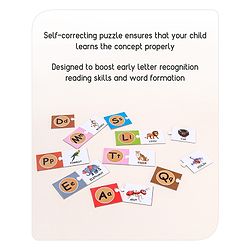 Babyhug 60 Pcs Colorful Match & Learn Capital and Small Alphabet Puzzle| 30 Puzzle Combination Montessori Learning and Educational Puzzle for 2-4 Years Kids| Pre-School and Early Learning Gifting Toy| BIS Certified