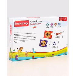 Babyhug 60 Pcs Colorful Match & Learn Capital and Small Alphabet Puzzle| 30 Puzzle Combination Montessori Learning and Educational Puzzle for 2-4 Years Kids| Pre-School and Early Learning Gifting Toy| BIS Certified