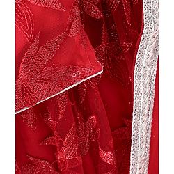 Babyhug Sleeveless Choli Lehenga & Dupatta Leaf Embroidered - Red