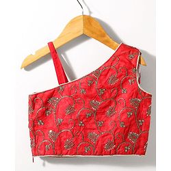 Babyhug Sleeveless Choli & Lehenga Set With Dupatta Ethnic Print - Red