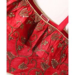 Babyhug Sleeveless Choli & Lehenga Set With Dupatta Ethnic Print - Red