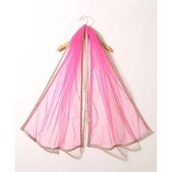 Babyhug Short Sleeves Sequined Choli & Flared Lehenga Set With Dupatta - Pink Orange
