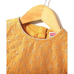 Babyhug Short Sleeves Sequined Choli & Flared Lehenga Set With Dupatta - Pink Orange