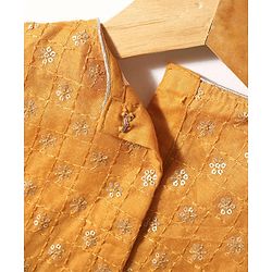 Babyhug Short Sleeves Sequined Choli & Flared Lehenga Set With Dupatta - Pink Orange
