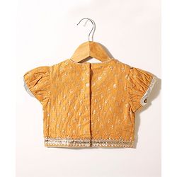 Babyhug Short Sleeves Sequined Choli & Flared Lehenga Set With Dupatta - Pink Orange