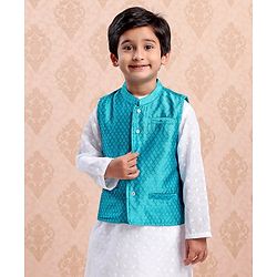 Babyhug Sleeveless Cotton Woven Ethnic Jacket Printed - Blue