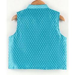 Babyhug Sleeveless Cotton Woven Ethnic Jacket Printed - Blue