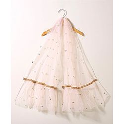 Babyhug Short Sleeves Sequined Choli & Flared Lehenga Set With Dupatta - Peach Blue