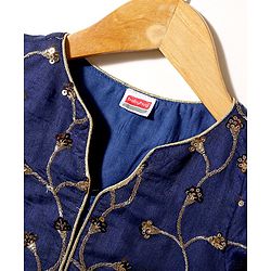 Babyhug Short Sleeves Sequined Choli & Flared Lehenga Set With Dupatta - Peach Blue