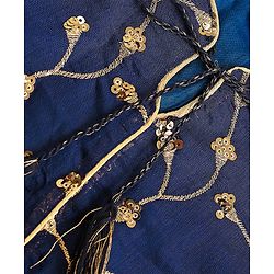 Babyhug Short Sleeves Sequined Choli & Flared Lehenga Set With Dupatta - Peach Blue