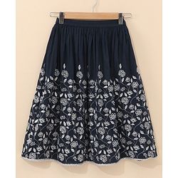 Babyhug Cold Shoulder Choli Lehenga And Dupatta Embroidered - Navy