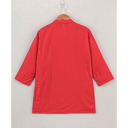Babyhug Full Sleeves Cotton Solid Kurta and Pyjama Set with Printed Jacket - Red