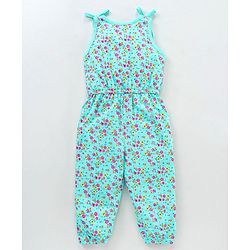 Babyhug 100% Cotton Sleeveless Jumpsuit Floral Print - Multicolor