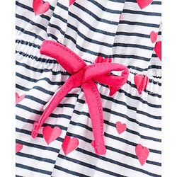 Babyhug 100% Cotton Sleeveless Jumpsuit Heart & Stripes Print - Multicolor