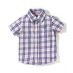 Babyhug 100% Cotton Half Sleeves Checkered Toffer Shirt With T-Shirt - Light Pink