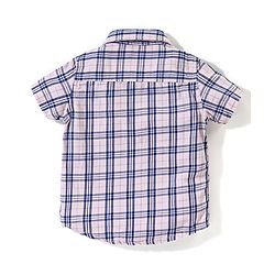 Babyhug 100% Cotton Half Sleeves Checkered Toffer Shirt With T-Shirt - Light Pink