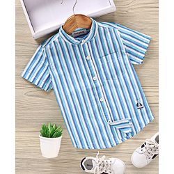 Babyhug Half Sleeves Cotton Striped Shirt - Blue