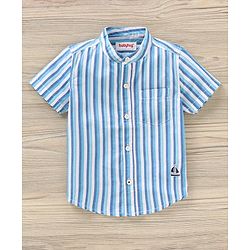 Babyhug Half Sleeves Cotton Striped Shirt - Blue